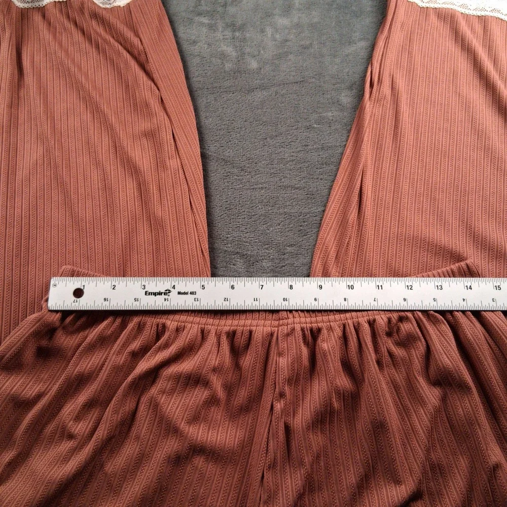 NWT Cupshe Pajama Set  XL Terracotta Ribbed Lace Trim Cami and Pants Loungewear